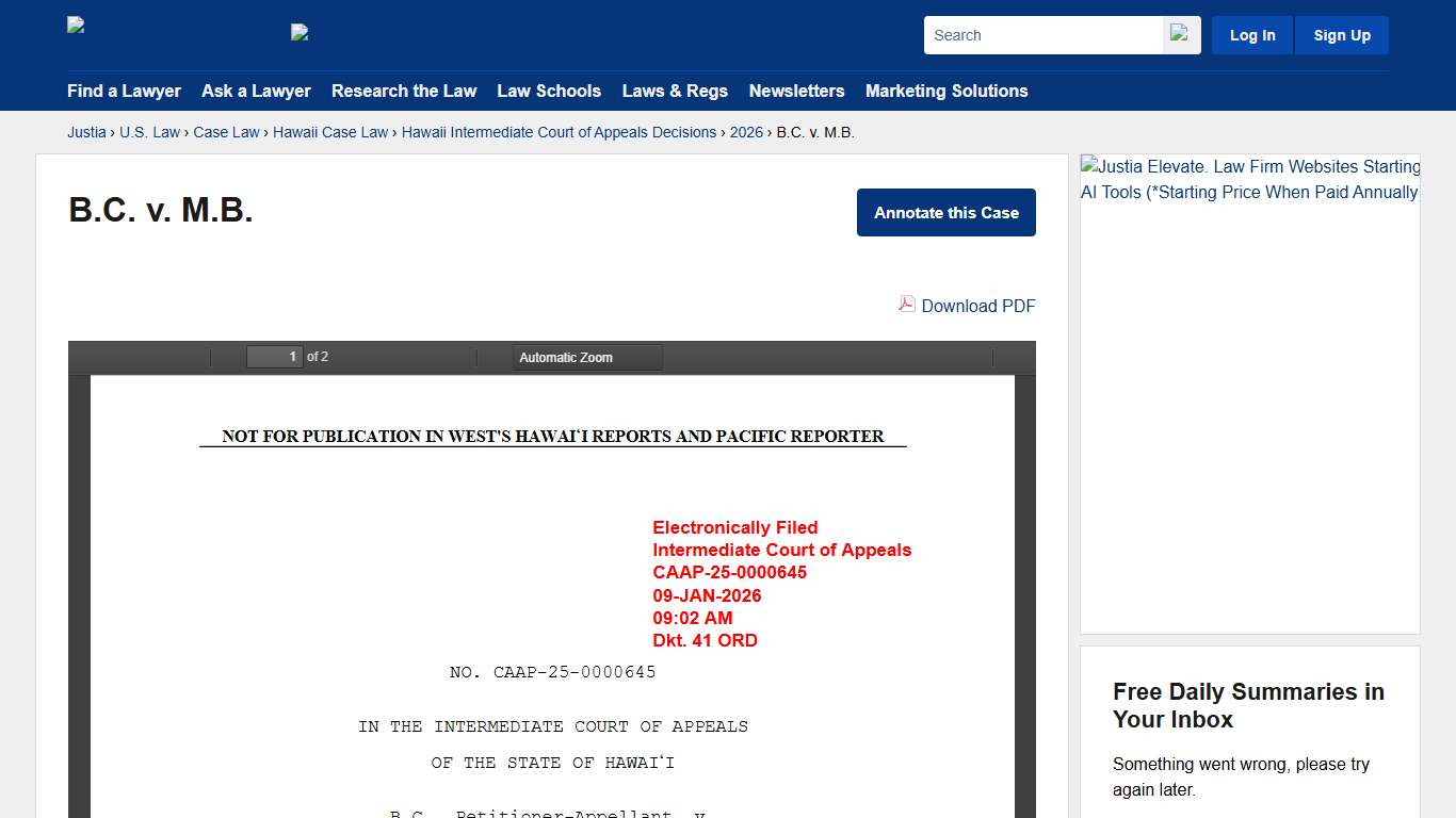 B.C. v. M.B. :: 2026 :: Hawaii Intermediate Court of Appeals Decisions :: Hawaii Case Law :: Hawaii Law :: U.S. Law :: Justia